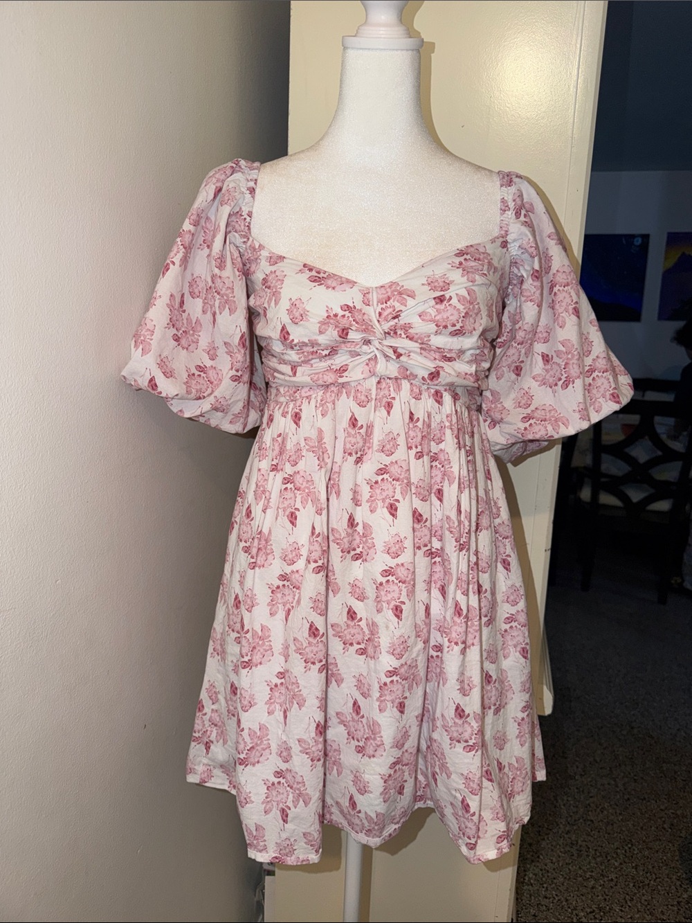Trixxi Cream and Pink Floral Midi Dress